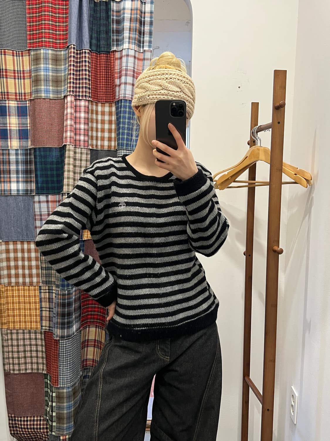 블랙 스트라이프 니트 상품이미지6