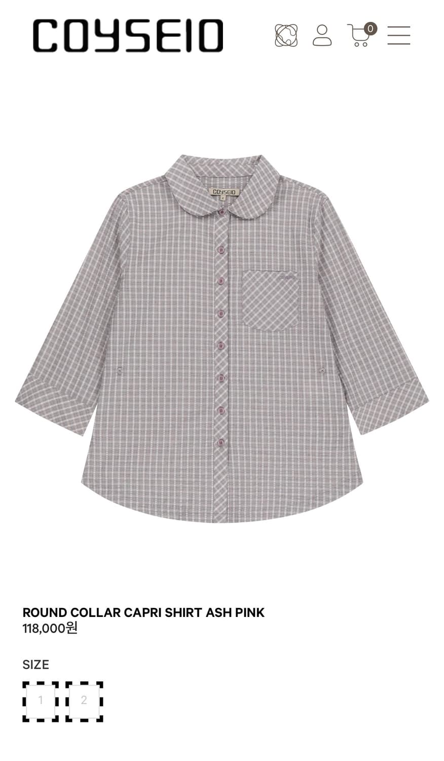 코이세이오 라운드 카라 카프리 셔츠 애쉬 핑크 1 상품이미지1