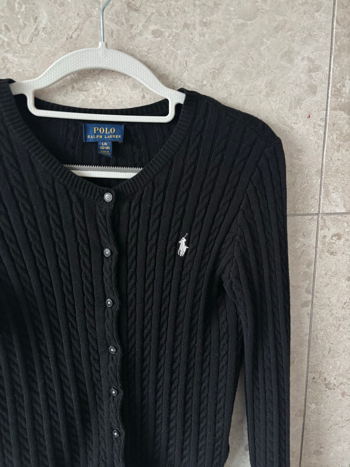 폴로 케이블 니트 가디건 블랙 폴로 가디건 상품이미지2