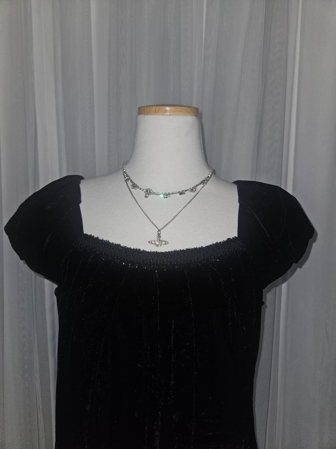 theoria 빈티지 벨벳 드레스 니혼진 공겜여주 히메갸루 고스 고딕 상품이미지2