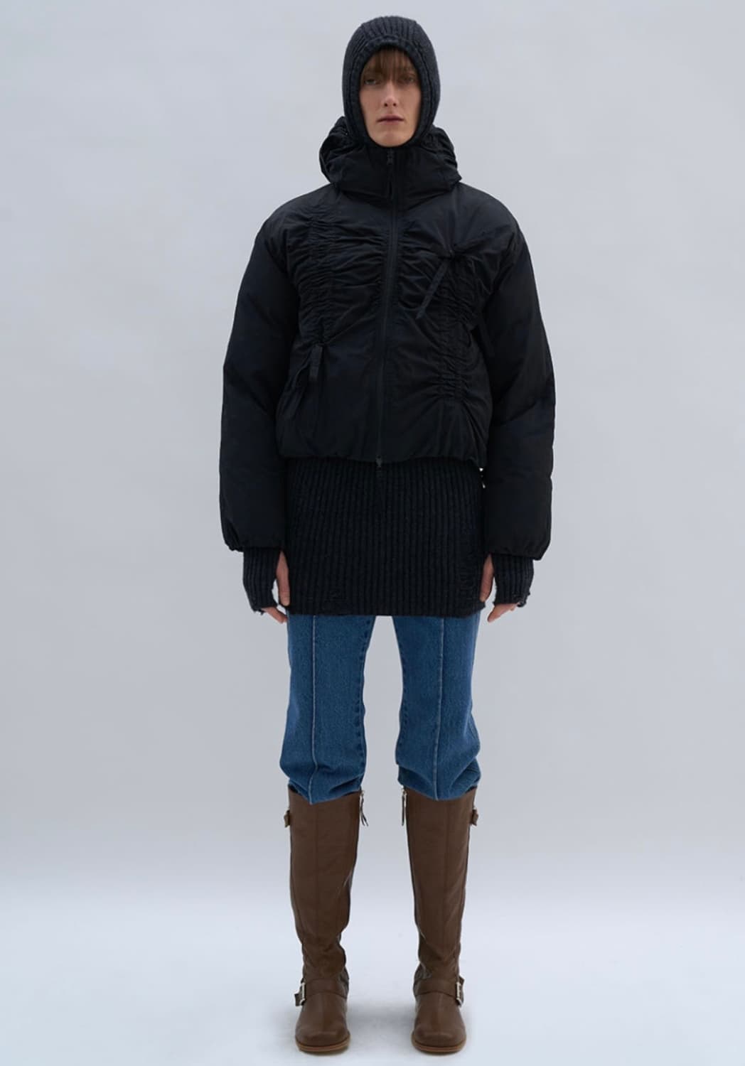 파르티멘토 리버시블 셔링 후디드 푸퍼 자켓_블랙 상품이미지4