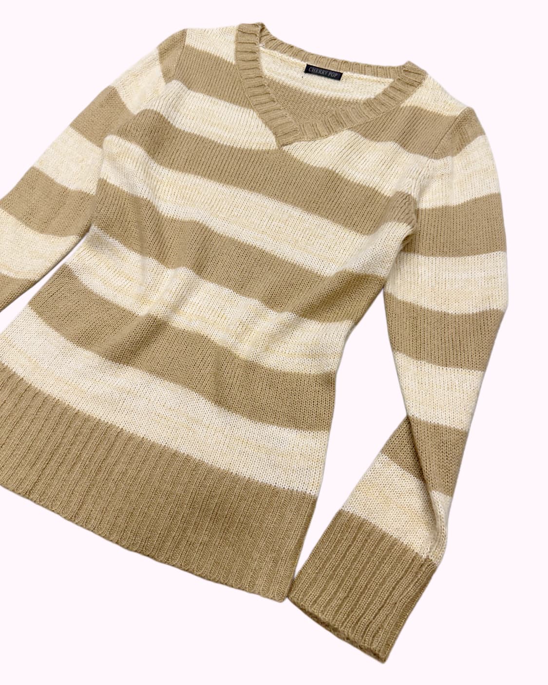 beige stripe v-neck knit 상품이미지2