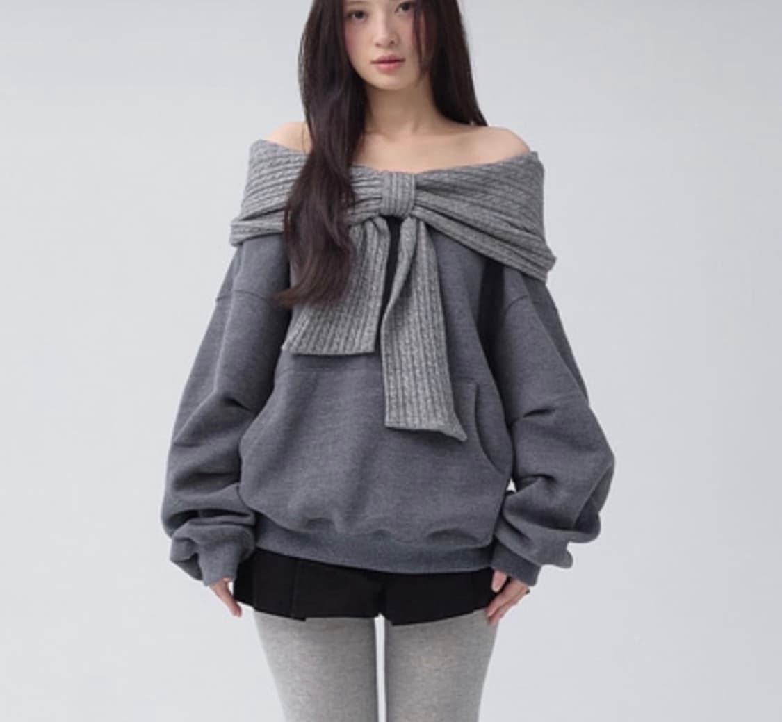 새상품 더티스 리본 후드 그레이 상품이미지1