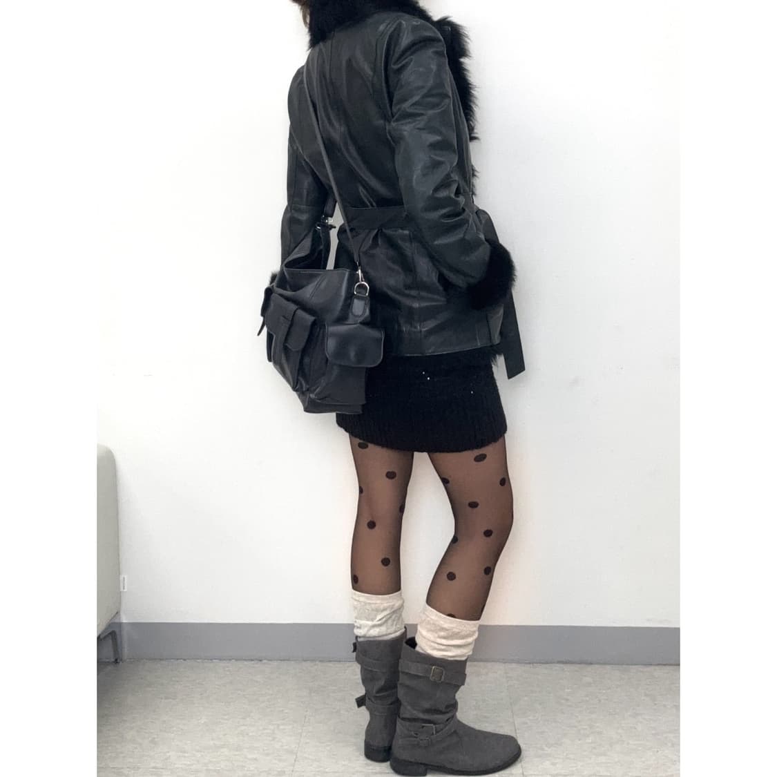 빈티지 블랙 리얼레더 무스탕 퍼 자켓 상품이미지3