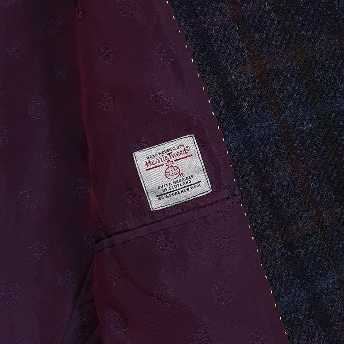 아브라함 문 해리스트위드 퓨어 뉴 울 싱글 금장 버튼 체크 블레이저 자켓 상품이미지8