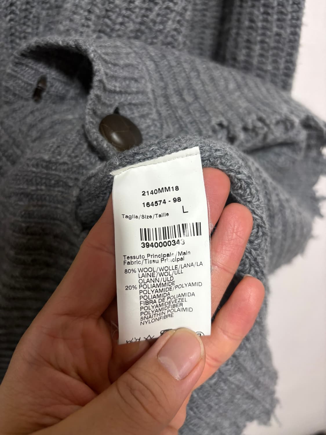 [L] MSGM Damage Cardigan Gray 상품이미지5
