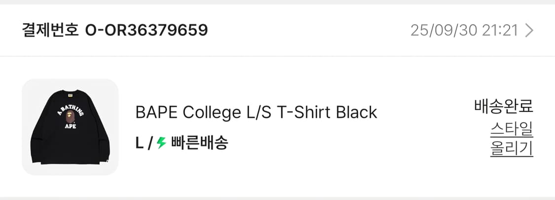 베이프 롱슬리브 L 상품이미지2