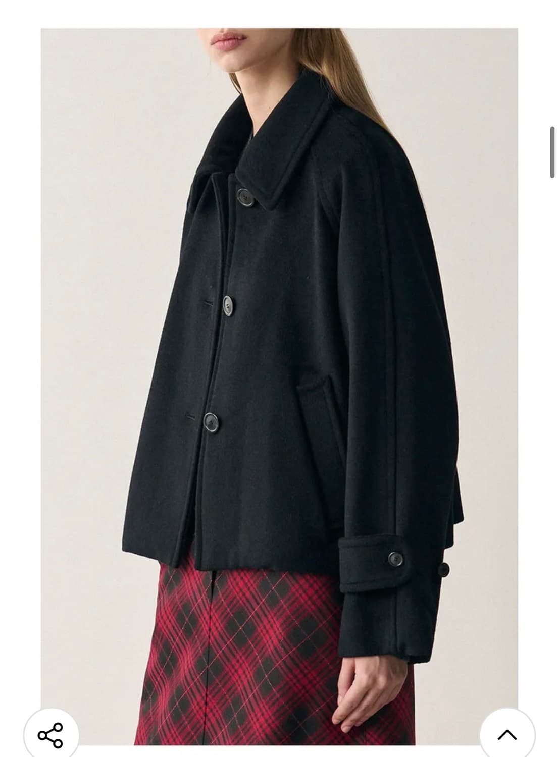 (S) 드로우핏 우먼 소프트 캐시미어 레글런 숏 코트 [BLACK] 판매 상품이미지6