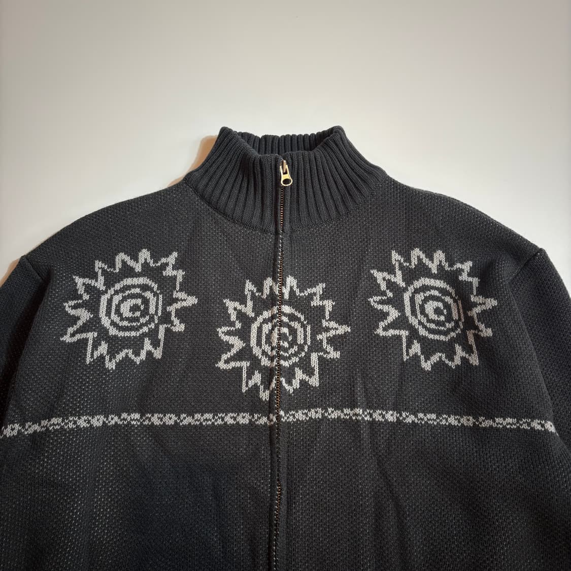 빈티지 하프 패턴 니트 집업 상품이미지3