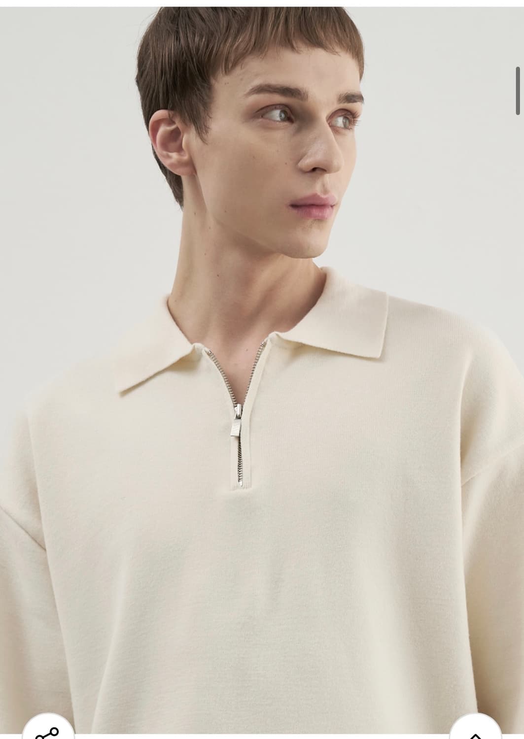 (새상품)(L) 드로우핏 PBT 카라 하프 집업 풀오버 니트 IVORY 상품이미지4