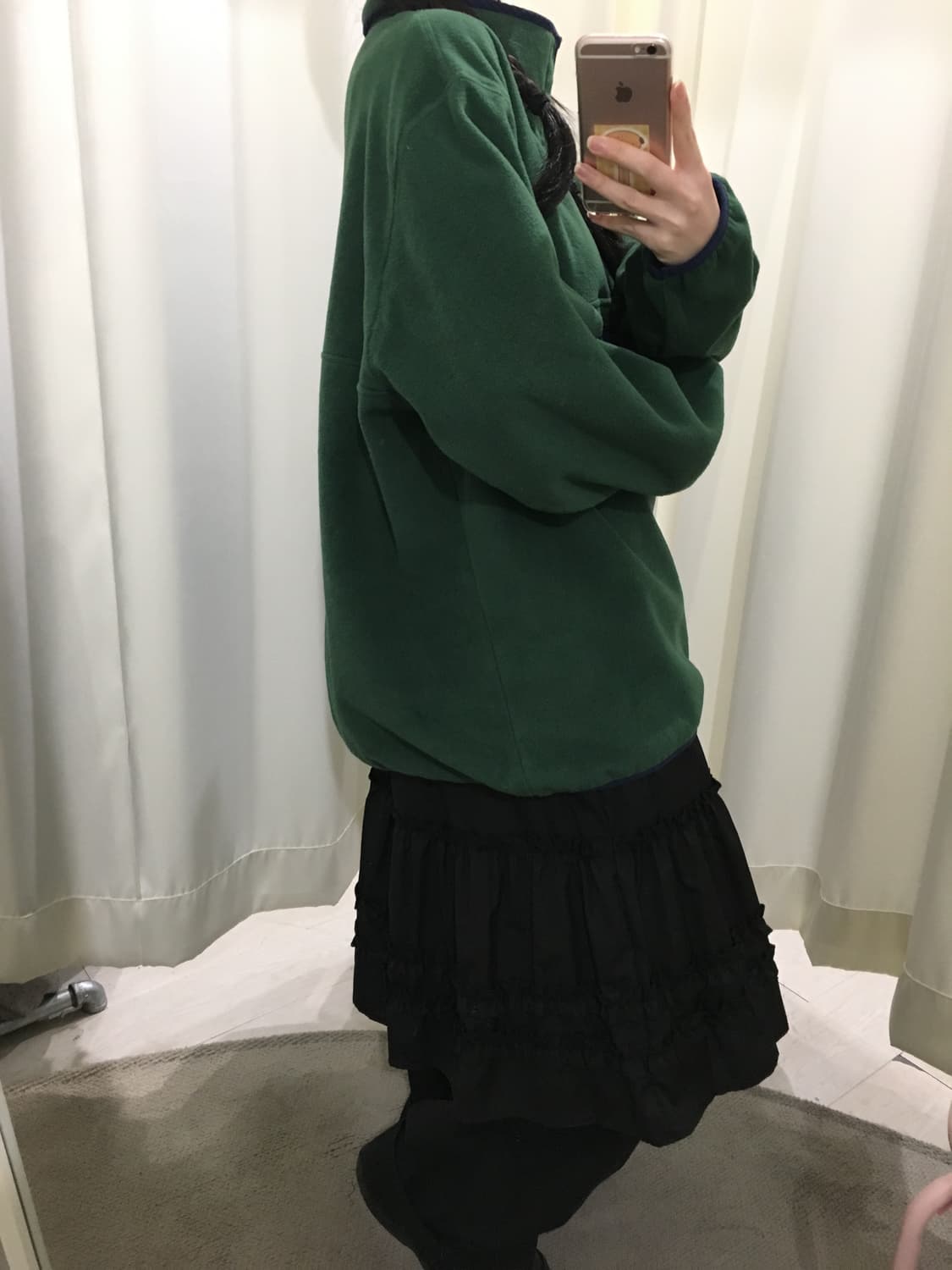 오버핏 올드스쿨 반집업 후리스 상품이미지6