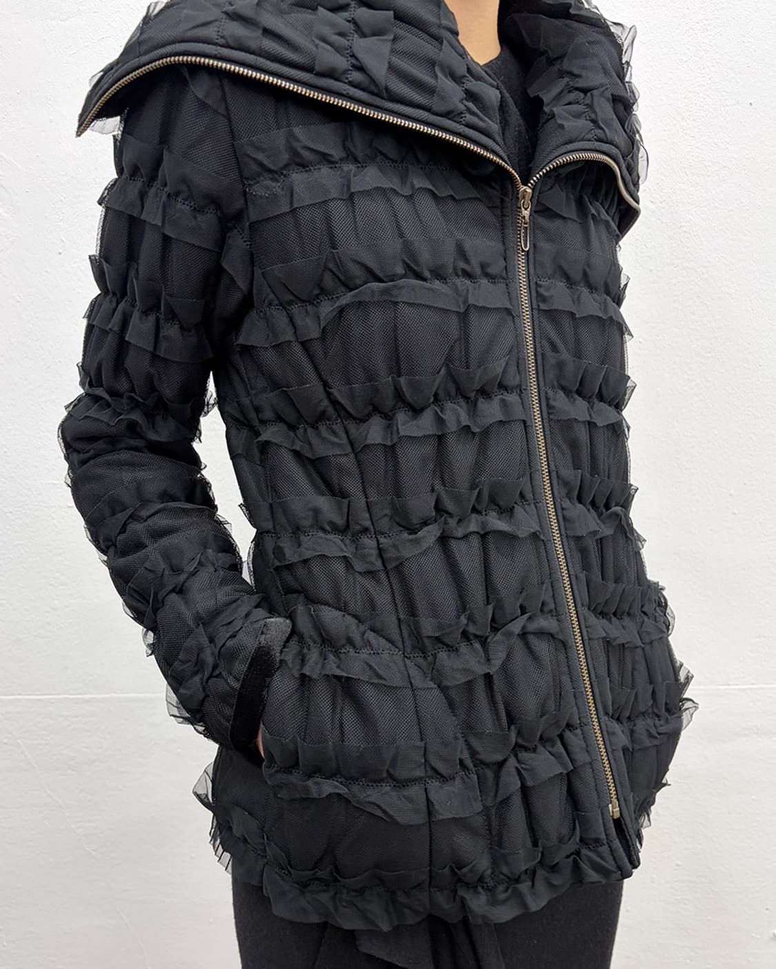 빈티지 레이스 트리밍 하이넥 자켓 상품이미지6