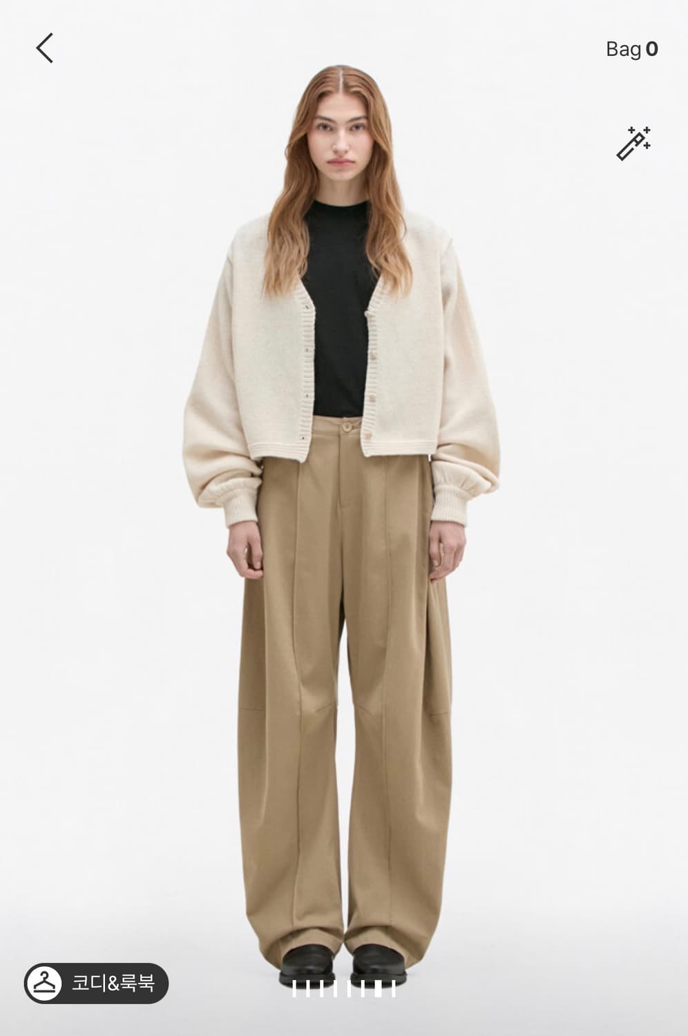 에토스 브이넥 크롭 가디건 카키 상품이미지3