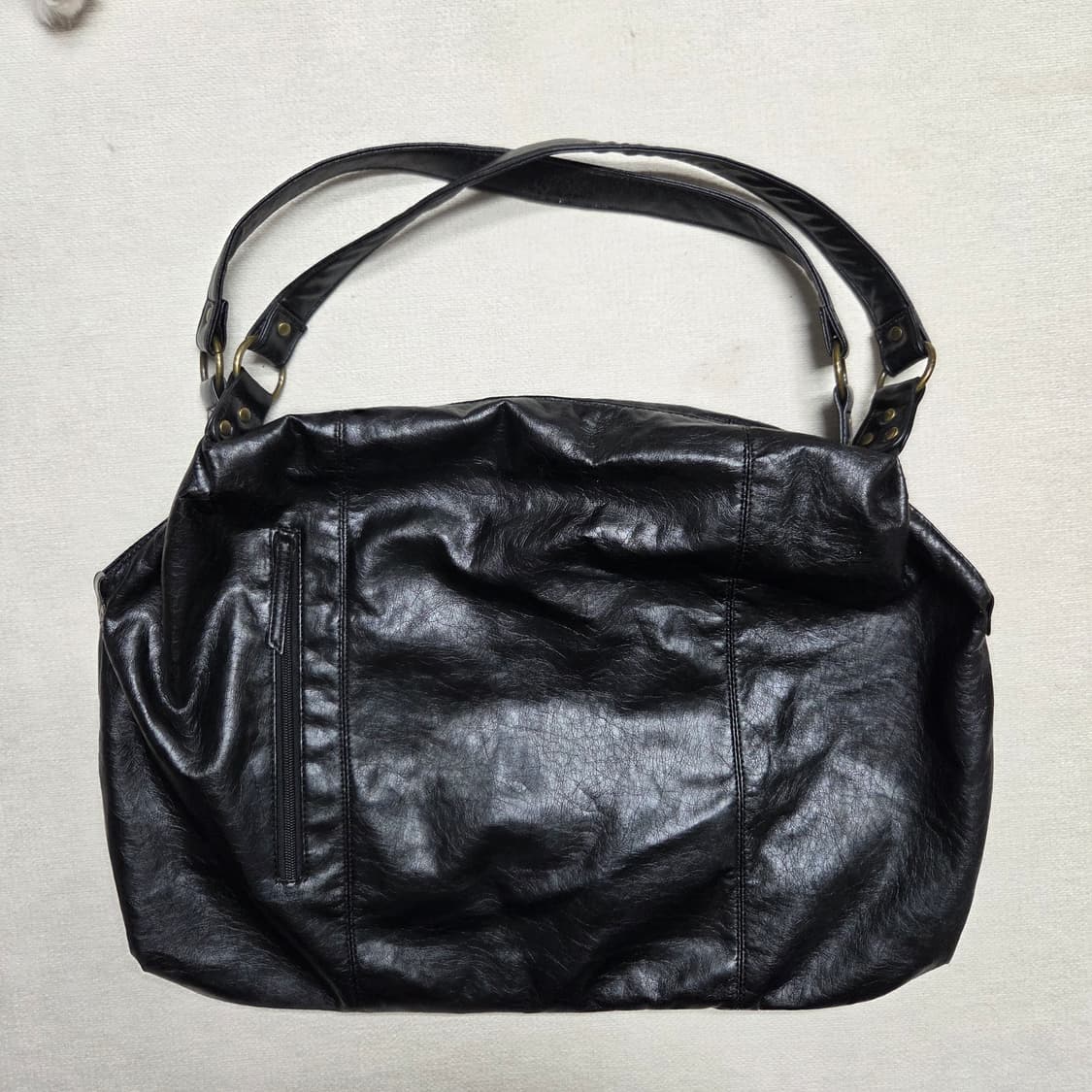 일본 빈티지 블랙 레더 호보백 상품이미지2