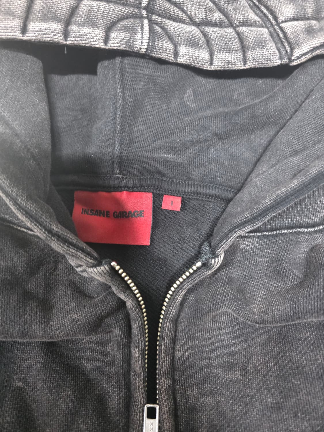 인세인개러지  패디드 숄더 후디 빈티지 블랙 1사이즈 후드집업 상품이미지5