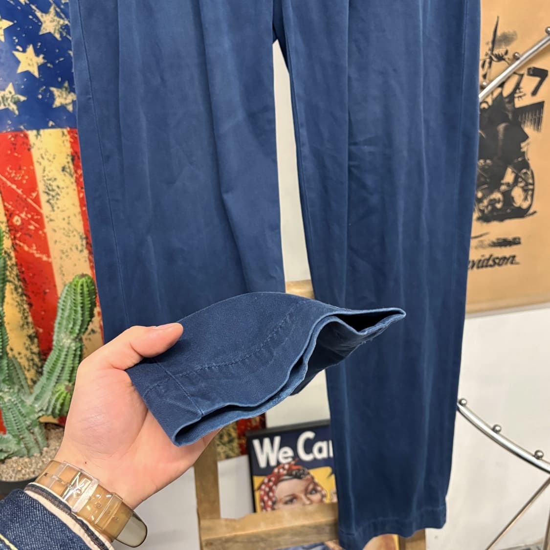 90s 폴로랄프로렌 슬림핏 네이비 클래식 투턱 치노팬츠 N189 상품이미지4