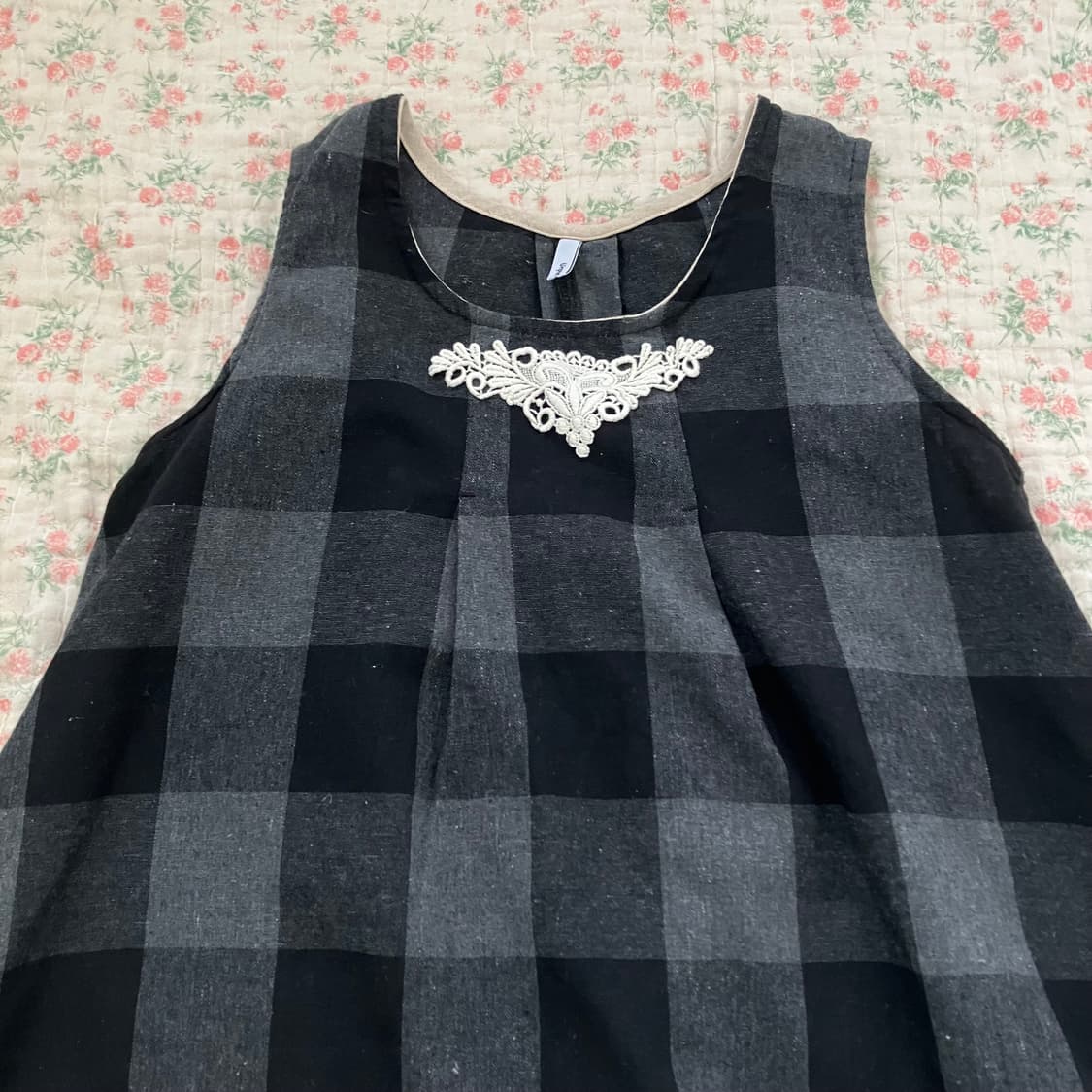 빈티지 모리 체크 블랙 레이스 원피스 955 y2k 스트릿 갸루 펑키 일 상품이미지3