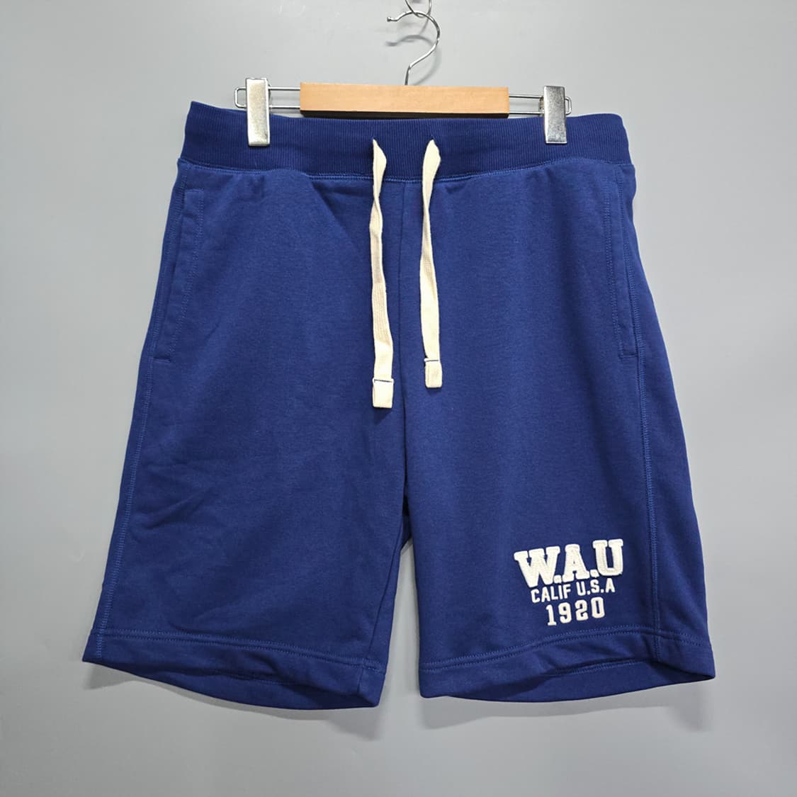 새제품) 후아유(WHO.A.U) 로고 스웨트 반바지 블루 XL 상품이미지1