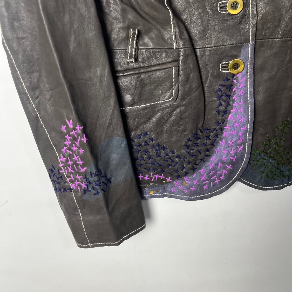 [SOMINEMI] 핸드자수 램스킨 레더자켓 상품이미지4