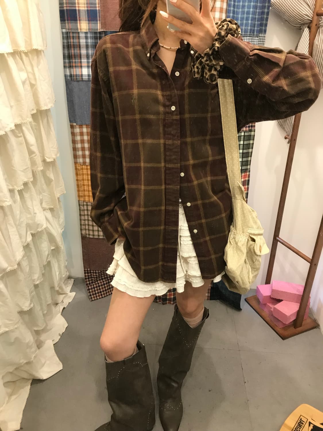 폴로 브라운 체크셔츠  상품이미지2