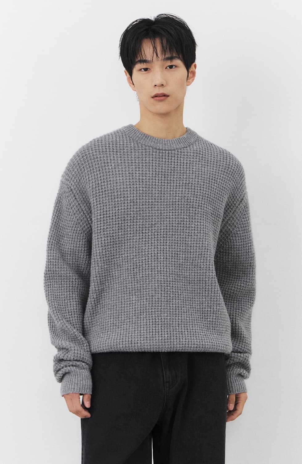 [M] 브랜디드 헤비 체인 울 니트 그레이 상품이미지4