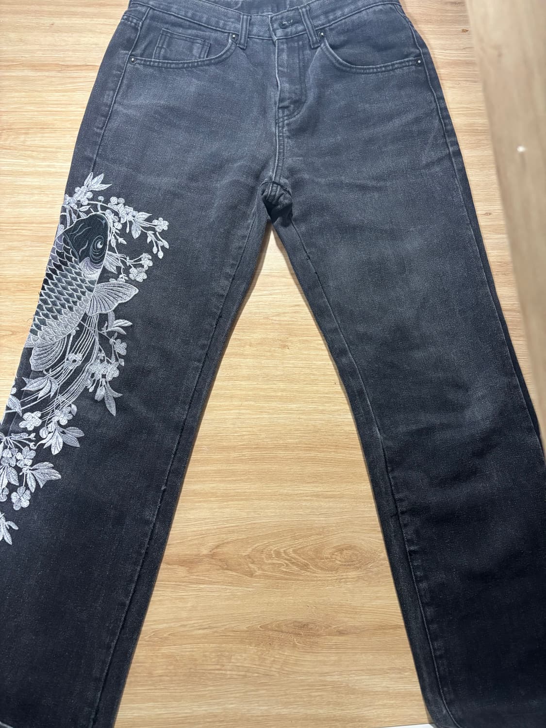 Japanese 잉어 자수 데님 상품이미지1