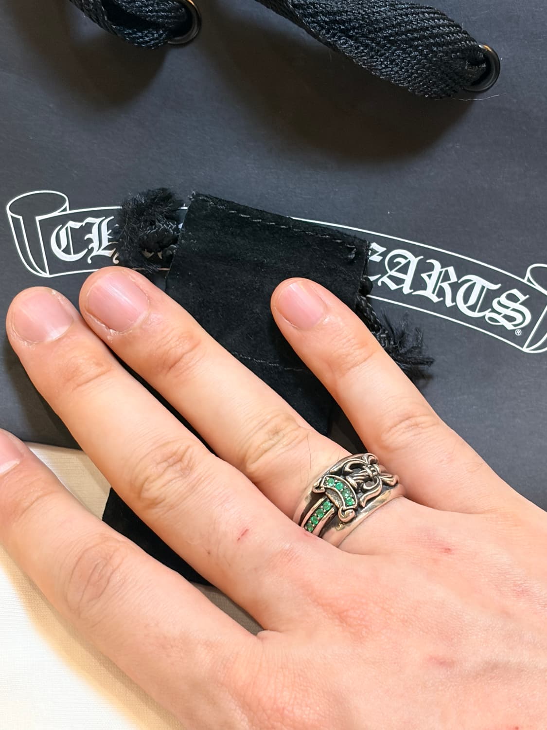 크롬하츠 대거링 파베 에메랄드 origin us10 상품이미지4