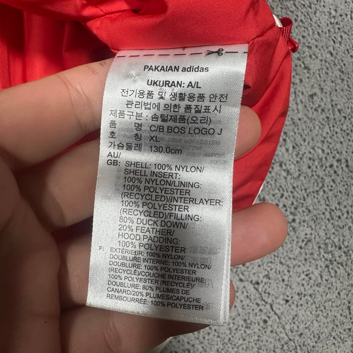 ✨ (바배) 아디다스 컬러블록 덕다운 화이트 레드 패딩  상품이미지4