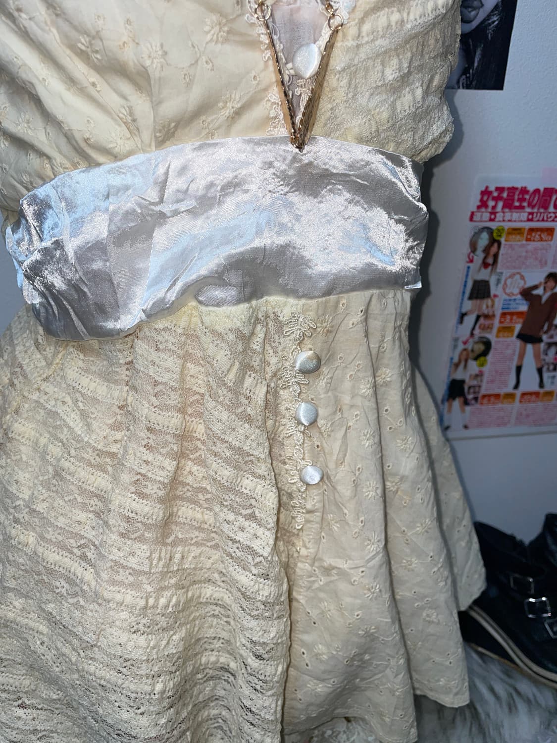 Set) 러블리 로맨틱 히메 갸루 연노랑 슬리브리스 세트 상품이미지8