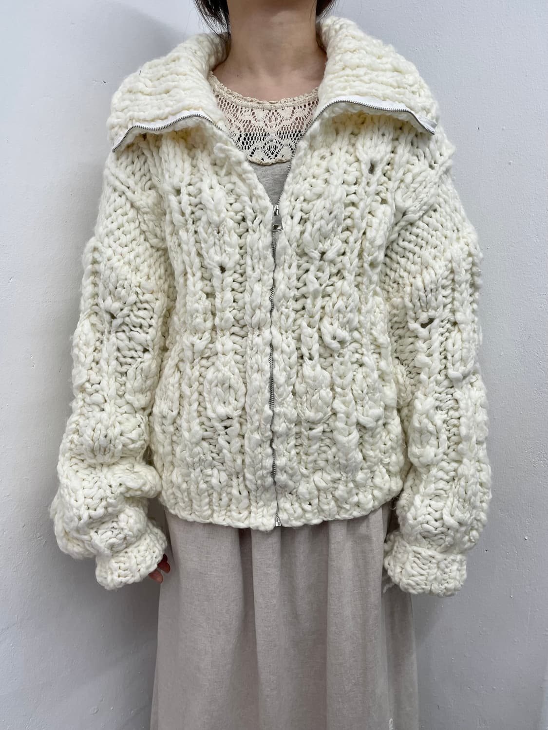 헤비 루즈 니트 집업 상품이미지3