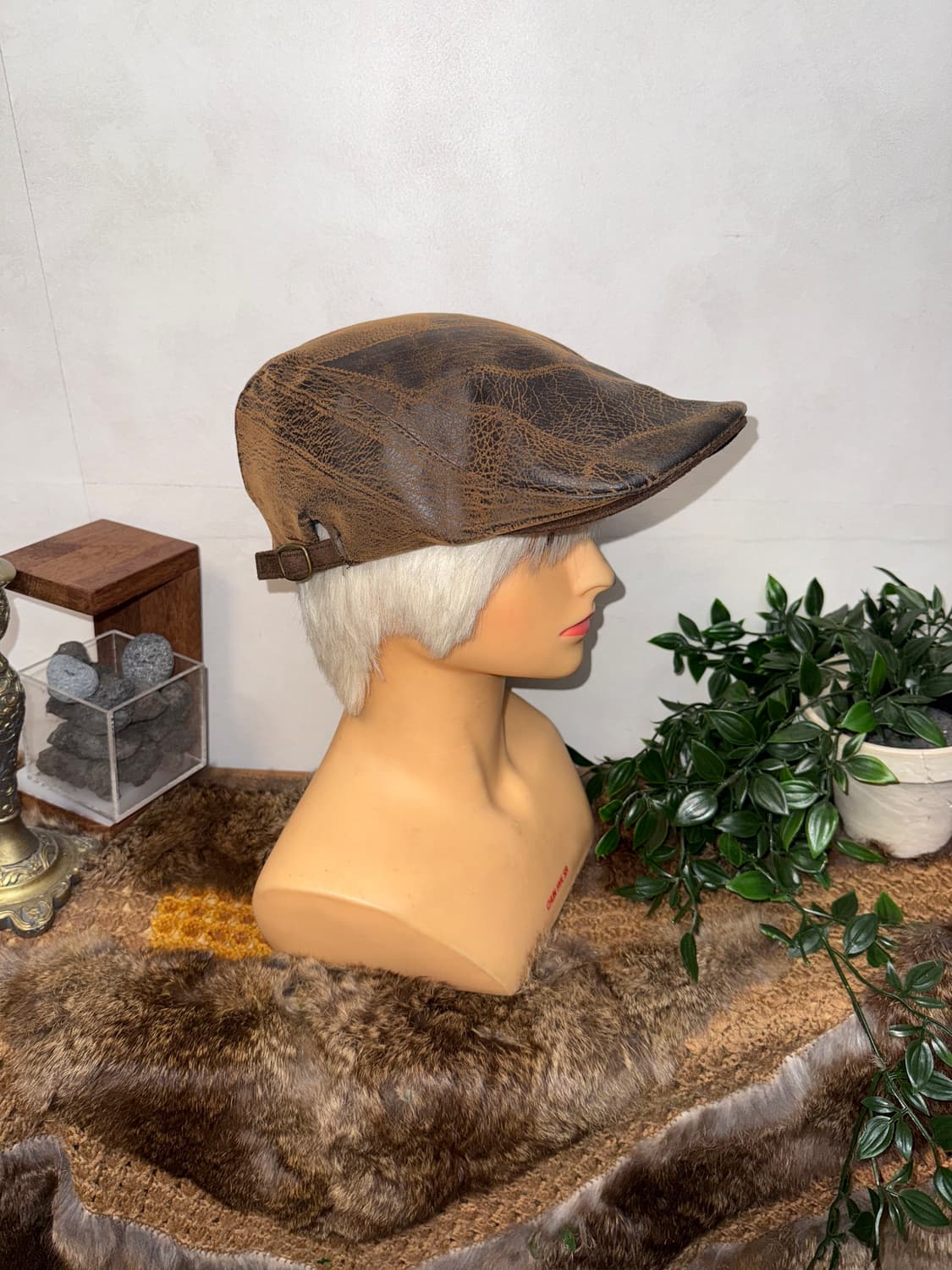 Aging leather patchwork hunting cap 상품이미지4