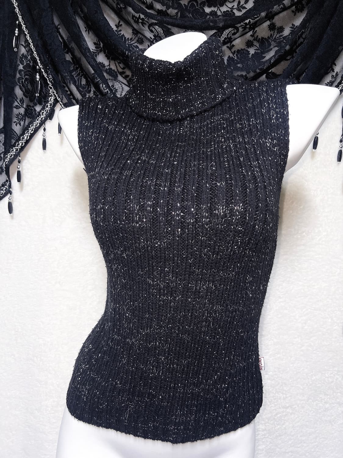 오네갸루 고스펑크 글리터 터틀넥 니트 나시 섹시 핀터 y2k 와투케 나나 상품이미지4