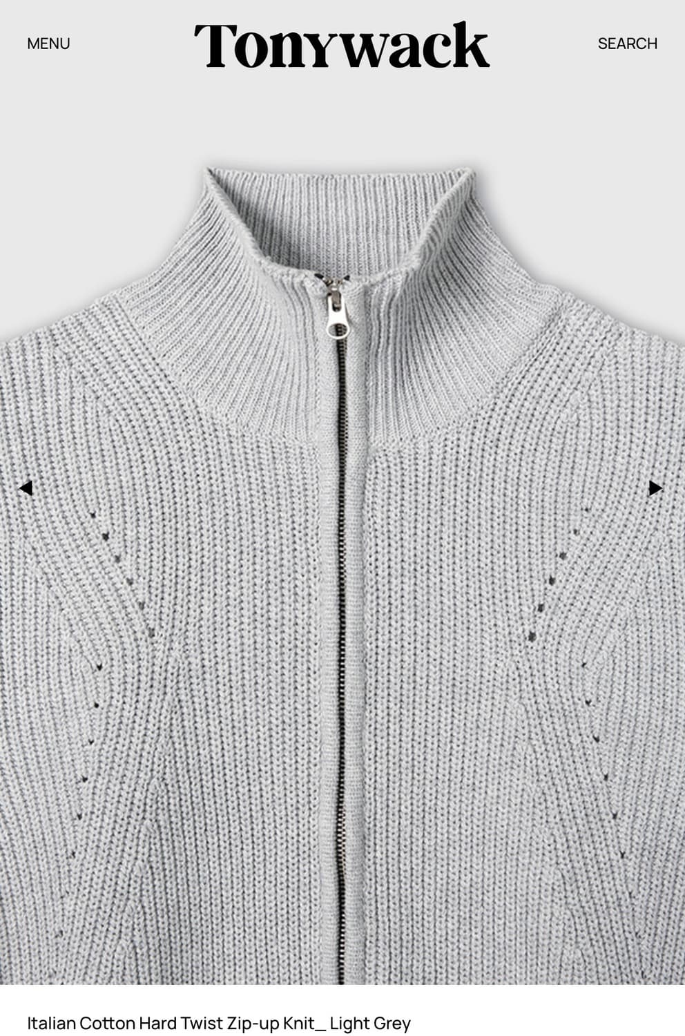 토니웩 이탈리아 코튼 하드 트위스트 집업 니트 L(50) 105 상품이미지2