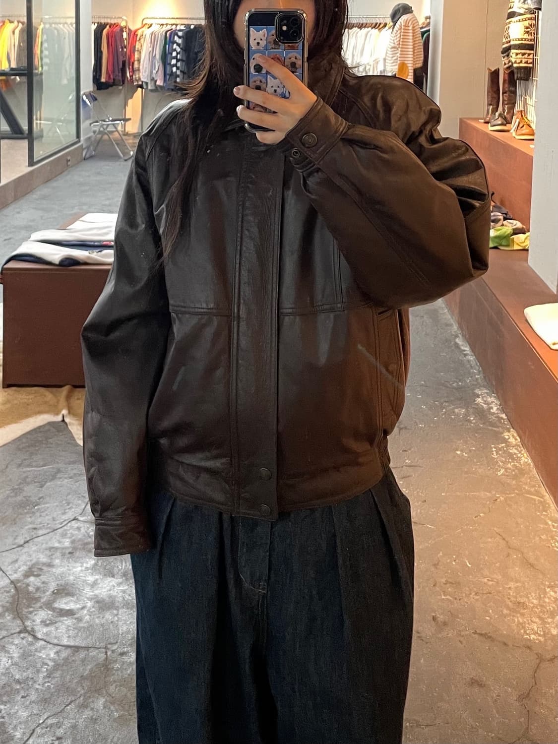 빈티지 브라운 레더 자켓 H305 상품이미지1