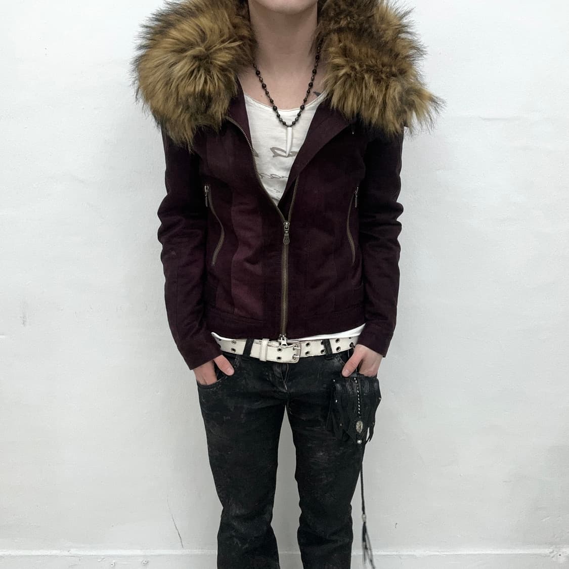 Tornado mart burgundy fur jacket 상품이미지4