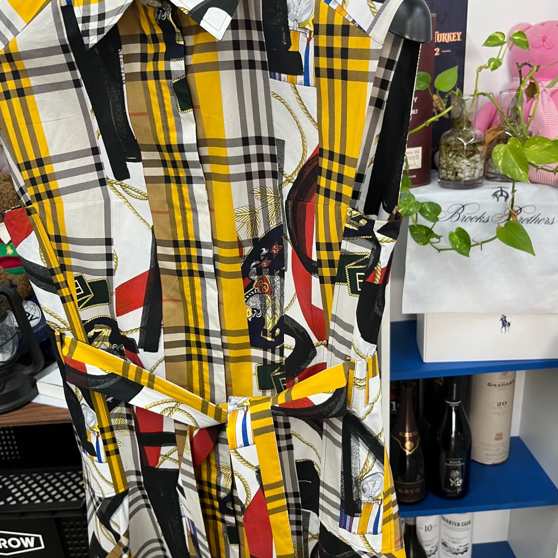 버버리 슬리브리스 코튼 체크 원피스 Uk4 상품이미지4