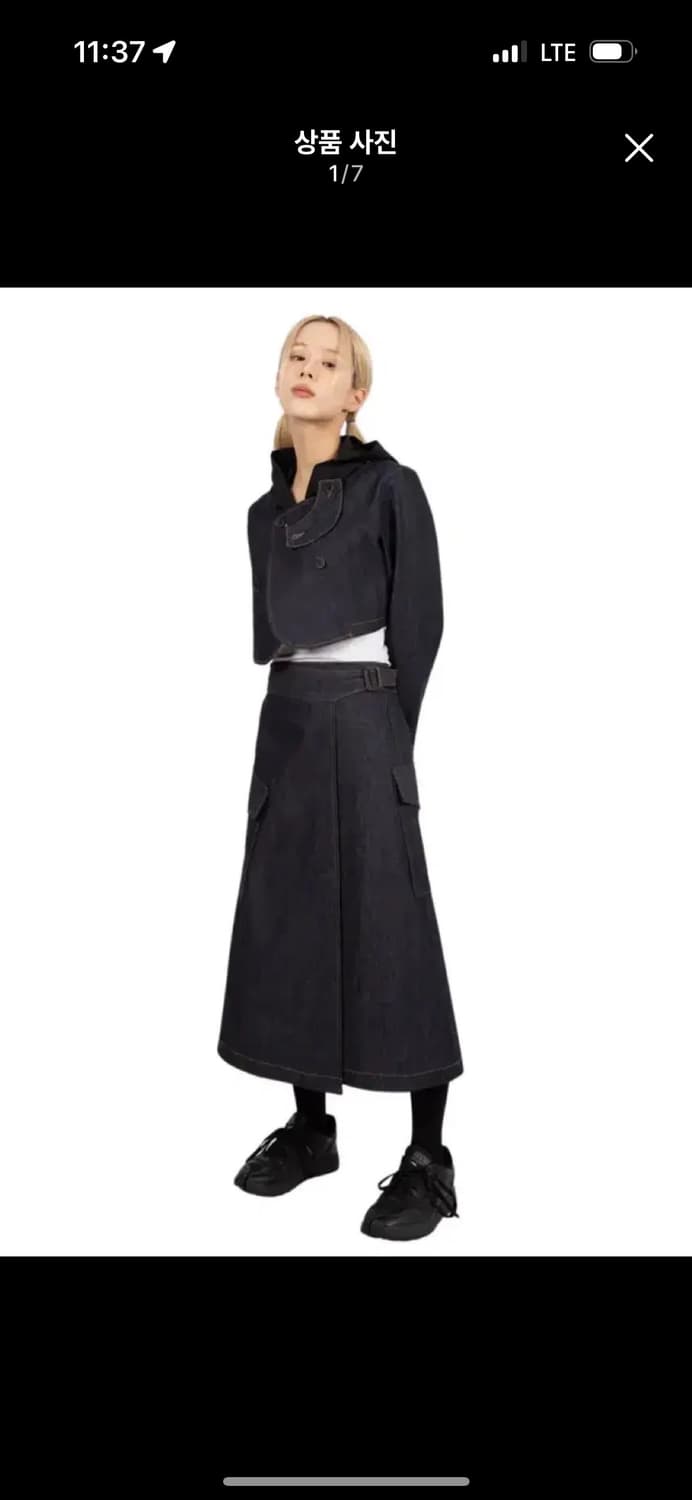 (새상품) 크롭 데님 후드&롱 스커트 셋업 상품이미지1