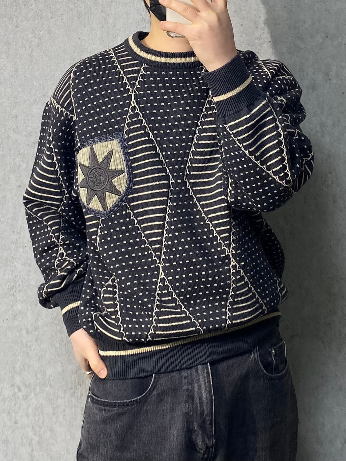 [L] 90s GRANSIGNORE 메이드 인 재팬 에스닉 울 니트 상품이미지8