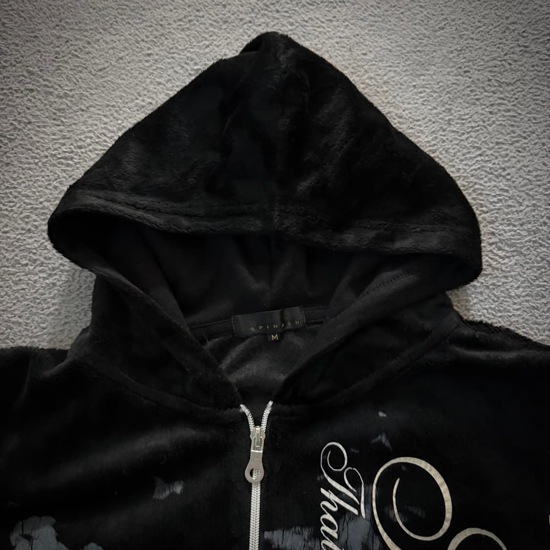Spinash lettering velvet hoodie 상품이미지2
