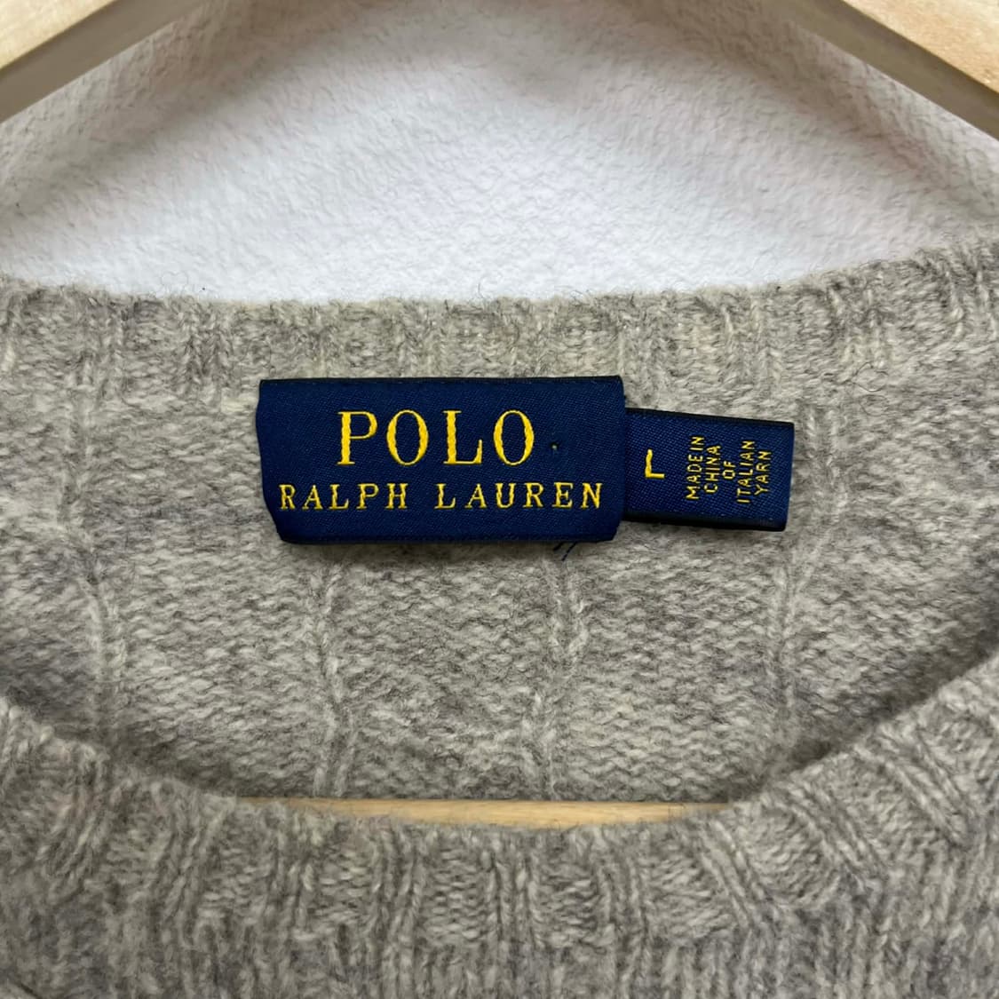 폴로 랄프로렌 울 캐시미어 프리미엄 케이블 니트 스웨터(L) 상품이미지6
