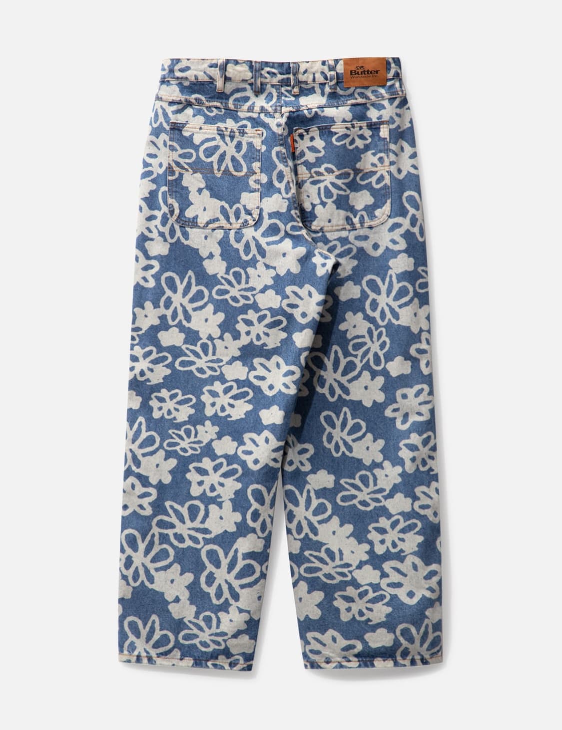 버터굿즈 Butter goods 플라워 데님 와이드 팬츠 인디고 상품이미지2