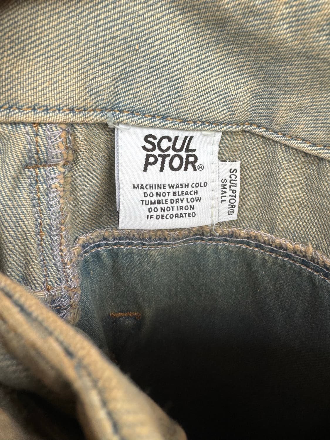 스컬프터 리버스 컬러 블록 배색 와이드 오버핏 데님 팬츠 S  상품이미지10