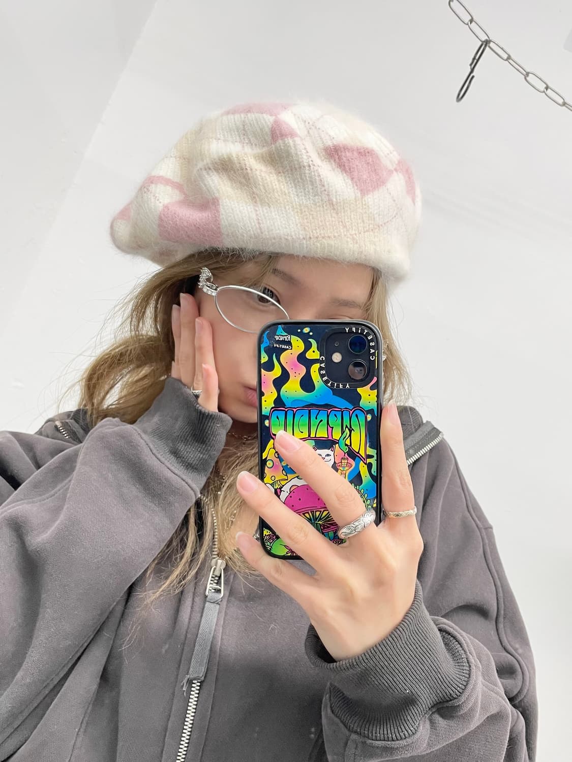 앙고라 러블리 아가일 베레모 상품이미지3