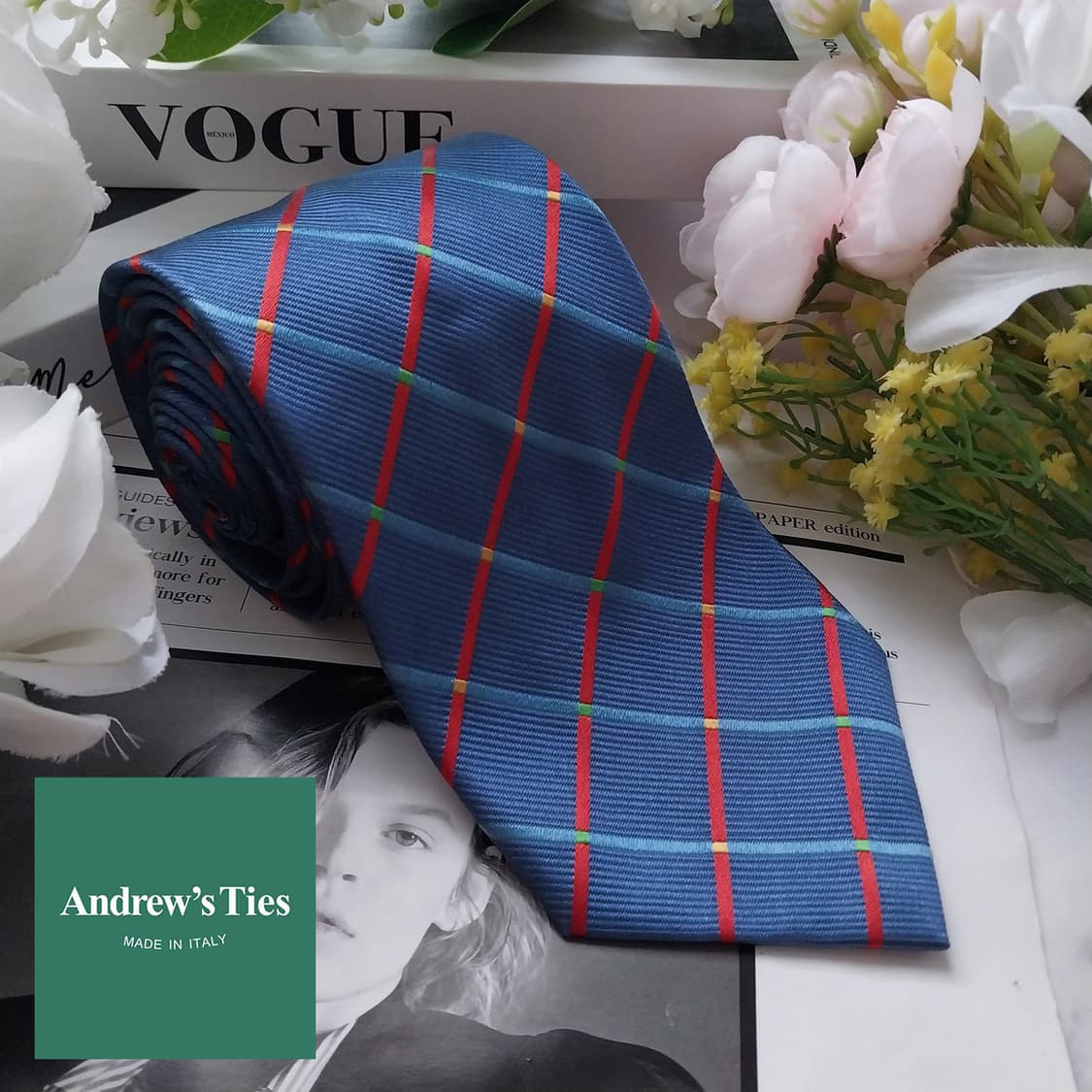 앤드류스 타이 실크 블루 체크 넥타이 9.1cm A+등급 K1680
 상품이미지2