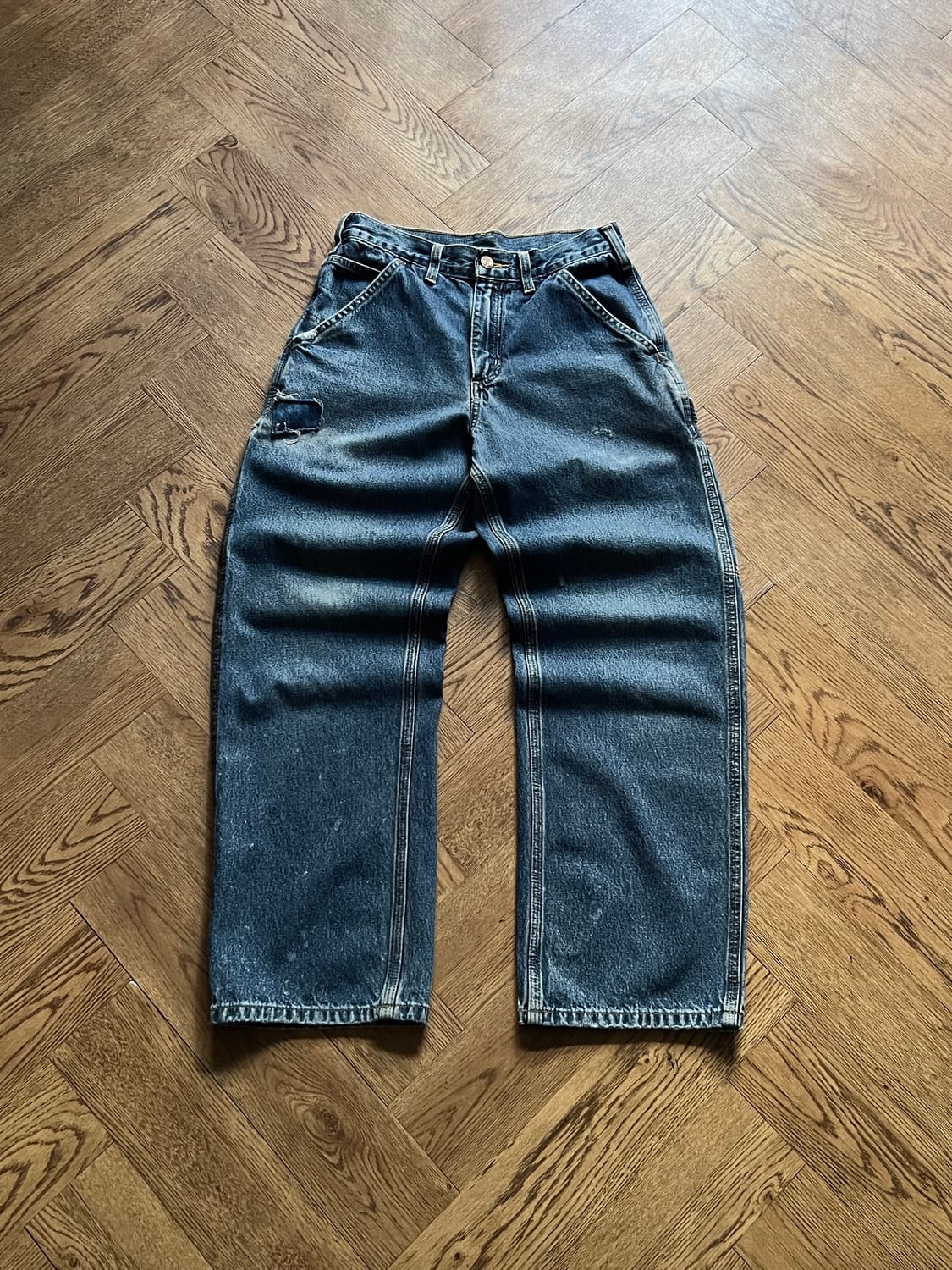 [28]칼하트 USA 덩가리핏 빈티지 워싱 싱글니 카펜터 워크 데님 팬츠 상품이미지2