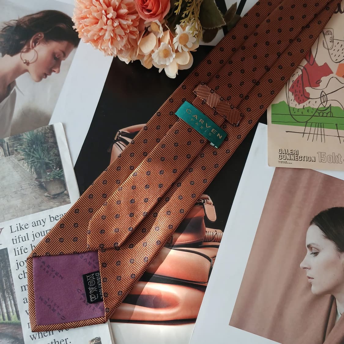 까르뱅 실크 브라운 기하 패턴 넥타이 9.5cm A+등급 A19327
 상품이미지6