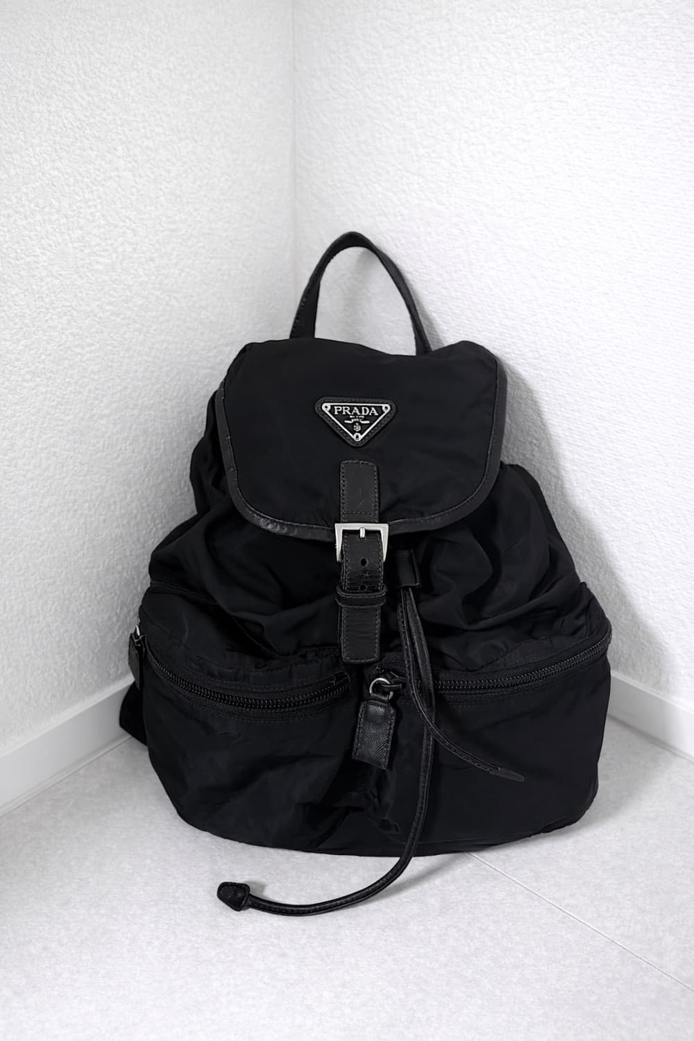 (Prada정품) 프라다 블랙 포코노 투포켓 백팩 상품이미지1