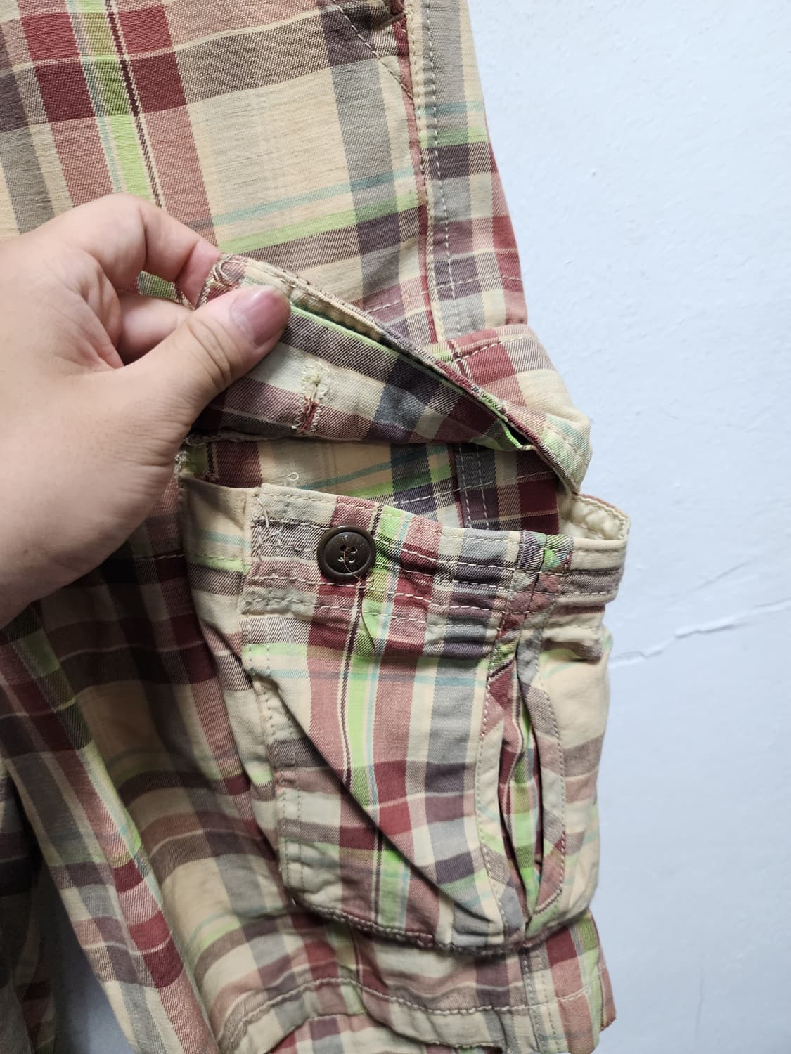 체크 카고 반바지 5부 반바지 상품이미지4
