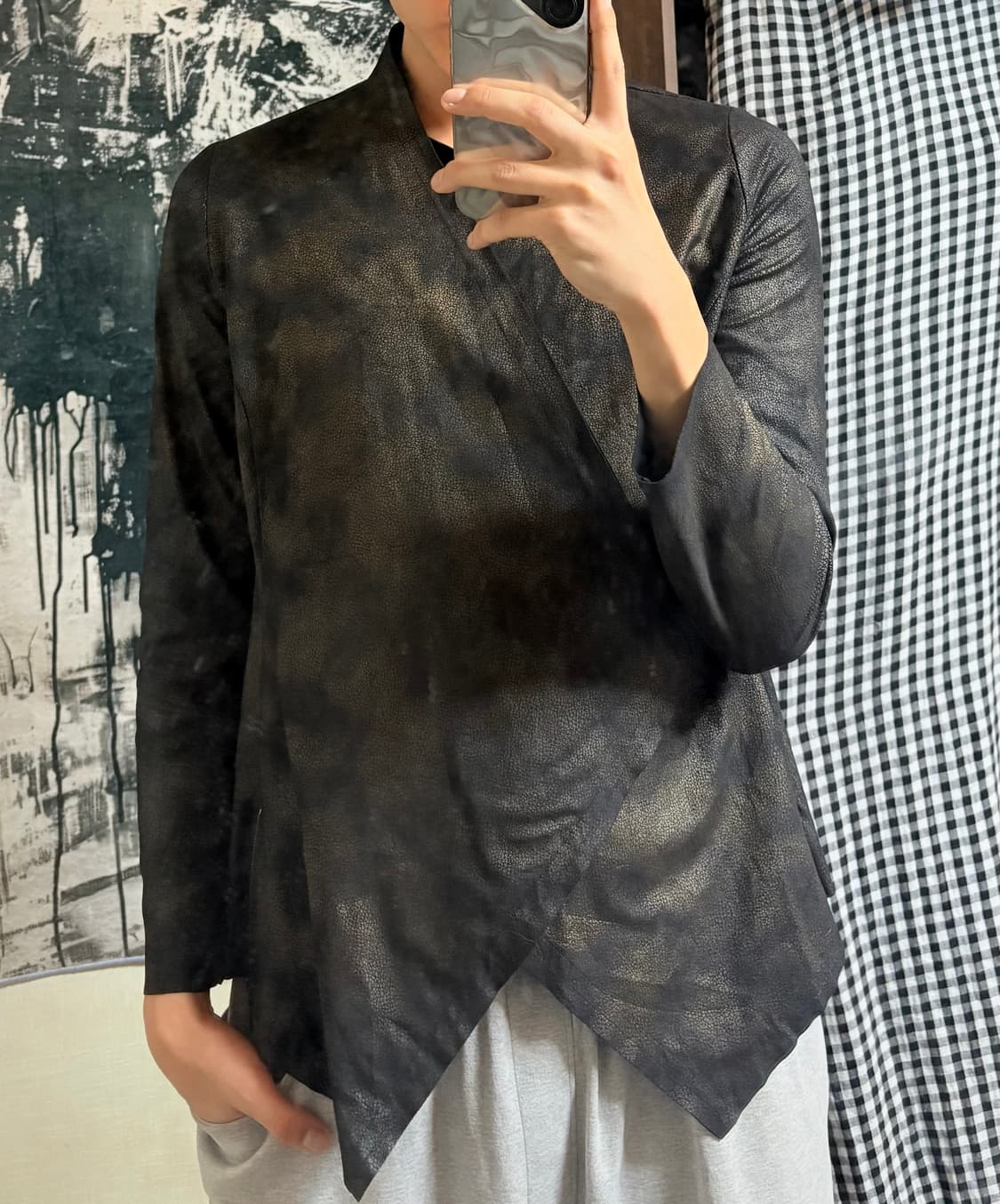 Nuage leather open cardigan   상품이미지1