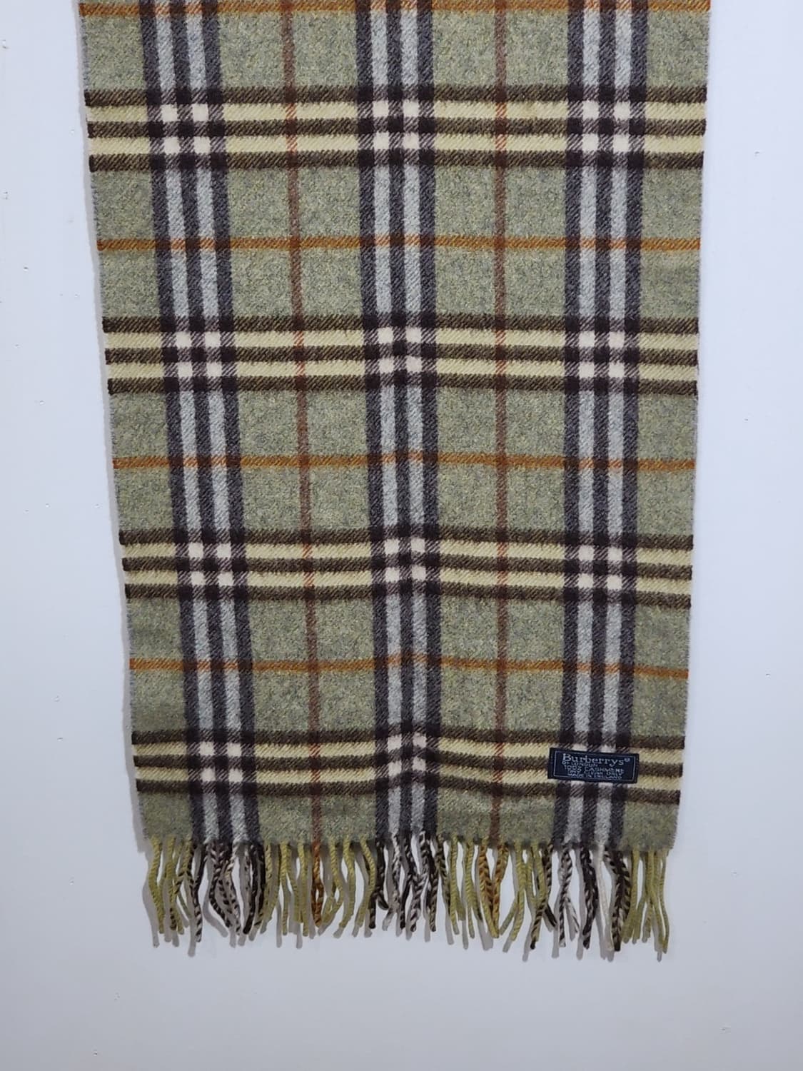 (정품) 버버리 캐시미어 머플러 체크 목도리 카키 영국판  상품이미지4
